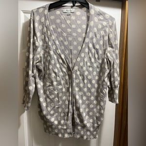 Merona XXL three quarter sleeve cardigan light gray with white polka dots